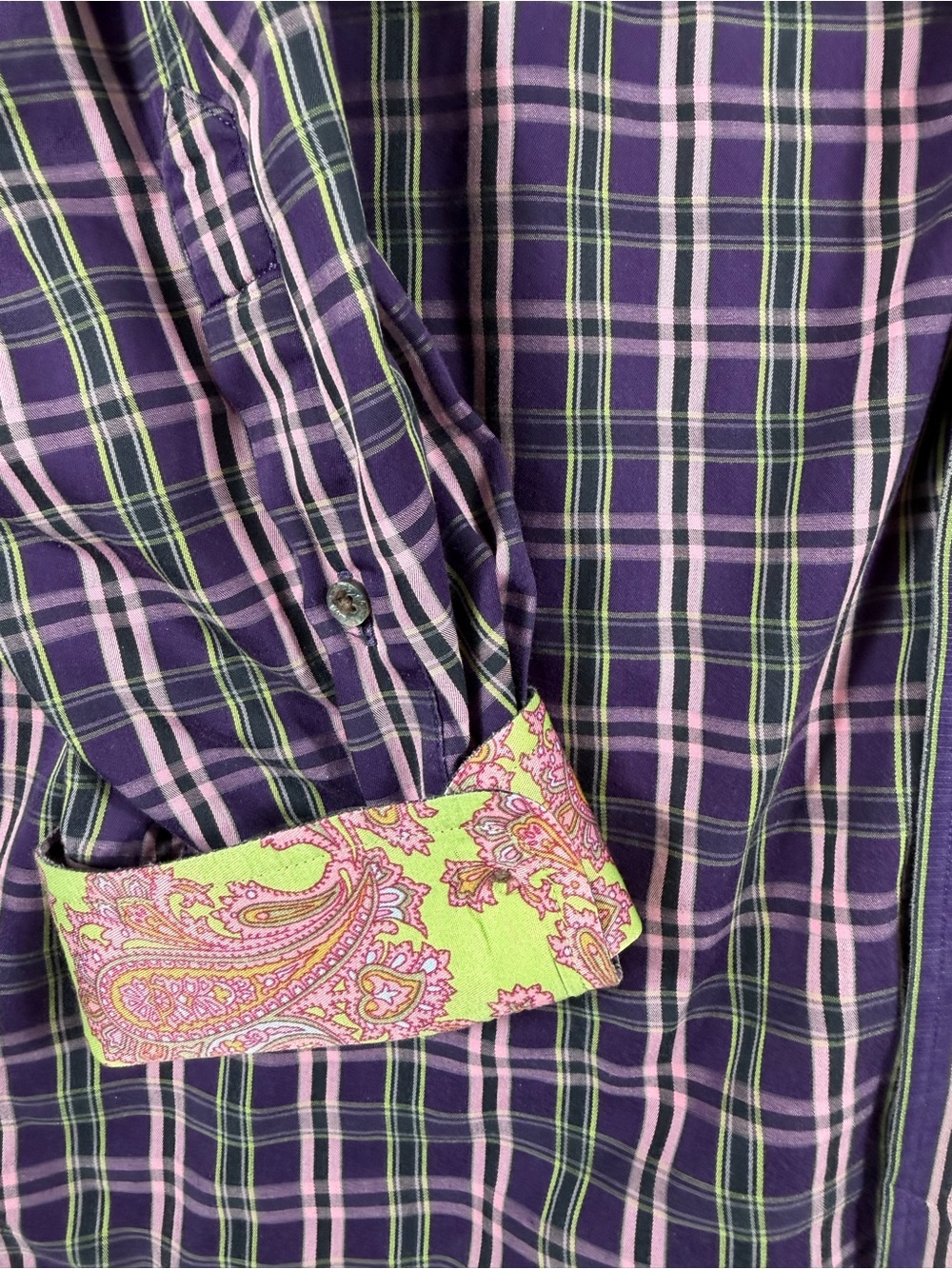 Robert Graham 2XLT Tall Flip Cuff  Shirt Purple Print Designer